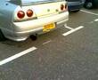 Nissan Skyline R33 GTR V-SPEC revving on the parkinglot.