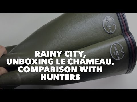 Rainy city, unboxing Le Chameau, and comparison with Hunters