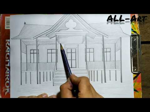 Cara menggambar rumah adat jambi (how to draw a traditional house)