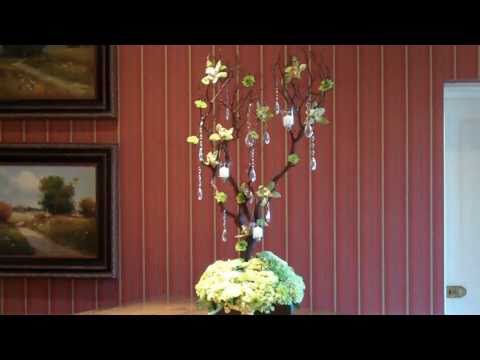  branch creation in lime green flowers for the guest card table