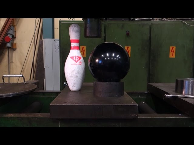 Crushing A Bowling Ball And Pin With Giant Hydraulic Press - Video