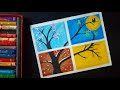Four season scenery drawing with oil pastel | Easy Multiple drawing technique