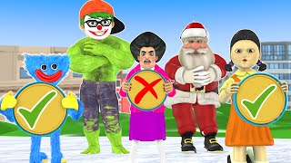 Squid Game 오징어 게임 Vs Scary Teacher 3D Miss T Troll Zombie With Orange Candy Shape Challenge