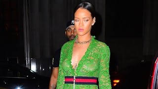 Rihannas S Are On Display In A See-Through Green Dress In Nyc See The Pic