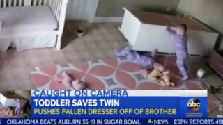 Super Twin 2-Year Old Saves Twin Brother From Fallen Dresser Video