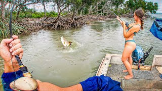 Epic Creek Fishing Catching Barramundi, Monster Mangrove Jack & A Fresh Fish Feast