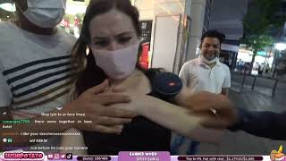 Creepy guys harass japanese female streamer while trying to take a photo with he