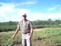 Bowhunting '' Setting up a treestand along a bean field ''