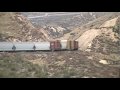 BNSF and UP round Sullivans Curve in Cajon Pass