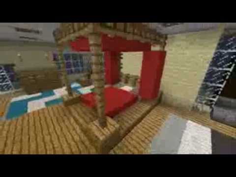 Minecraft Interior Design Four-poster Bed - YouTube