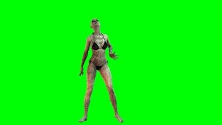 Sexy Walking Dead Zombie Girl Is Dancing - Green Screen - Free Use