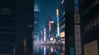 Cyberpunk City At Night Anime Style Studio Ghibli Inspired 4K Animation