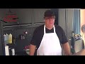 Blackened sword-fish on griddle top