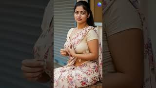 Beautiful Indian Woman In Elegant Floral Saree