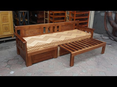 Ghế Sofa Kéo Ra Thành Giường Gỗ Màu Cánh Gián - Sofa Chairs Combined With Bed Cockroach Wing Color