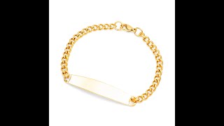 Personalized Gold Bracelet for Women with Engraved ID Tag Personalized Gold Bracelet for Women with Engraved ID Tag video thumbnail