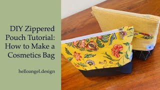 DIY handcraft fabric Zippered Pouch Tutorial: how to sew a Cosmetics Bag