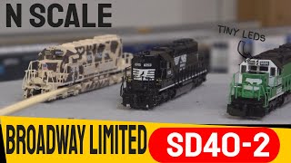7 Minute Demo Broadway Limited N Scale Sd40-2 Paragon 4 Sound, Dccdc & Led Lighting
