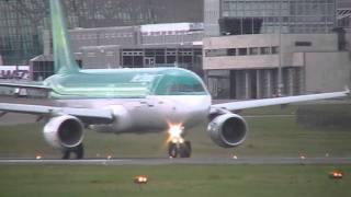 Great Aer Lingus Take Off from runway 35 with air traffic control included .