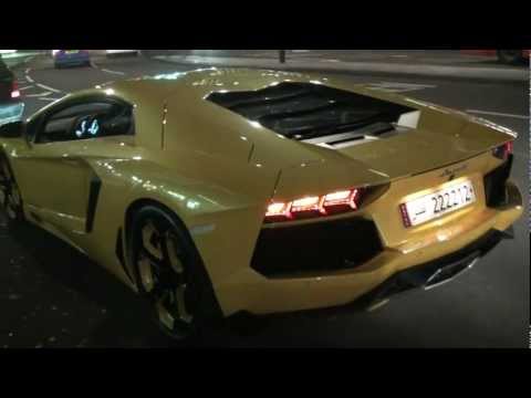 arab yellow lamborghini aventador in london