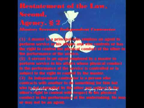 Restatement of the Law 2d, Agency feat. Depeche Mode - Master and Servant § 2