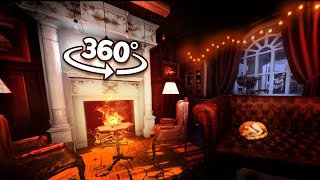 😌 Vr 360 Night Cozy Cabin With Relaxing Rain And Fireplace Sounds | Sleeping & Relaxation 💤