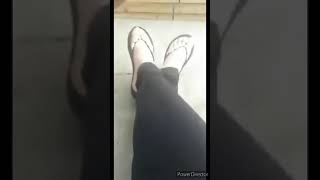 Vegan Foot Queen Showing Her Beautiful Feet With Yellow Nails In Flats Dangling Flip Flop