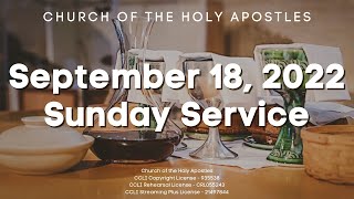 September 18, 2022 Sermon