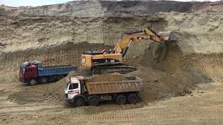 Cat 385C Excavator Loading Mercedes And Man Trucks - Labrianidis SA