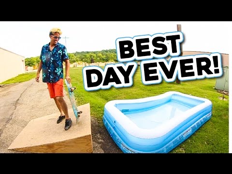 SKATING INTO INFLATABLE POOL!