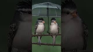This Bird Is Taking Shelter Under An Umbrella