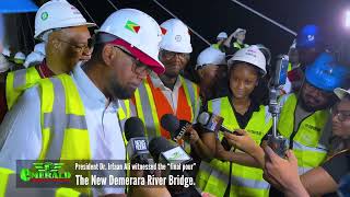 President Irfaan Ali Witnesses The Final Pour Of The New Demerara River Bridge.