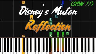 Disneys Mulan - Reflection - Slow Piano Tutorial