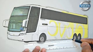 How To Draw A Bus Volvo Bus Drawing Tutorial Easy