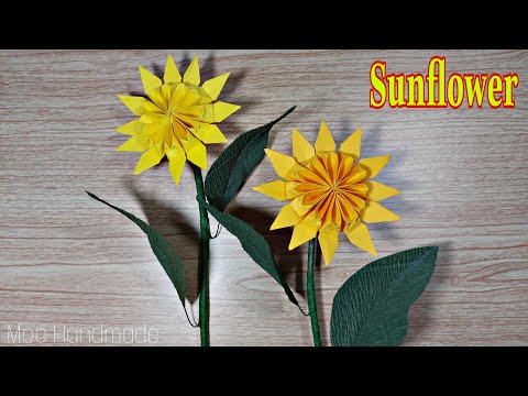 Hướng dẫn gấp hoa hướng dương | Gấp giấy origami | Moc Handmade