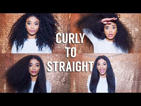 Curly to Straight Hair Tutorial-Hairstyles & Hair Straightener | jasmeannnn - YouTube