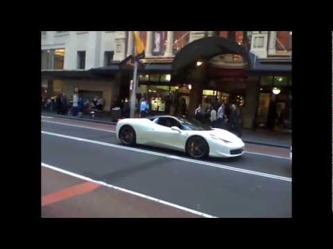 Ferrari 458 Italia Stuck in Sydney's Traffic White with black roof 