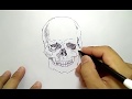 cara menggambar tengkorak dengan mudah / how to draw easy skull