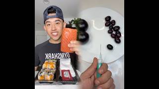 Trying Salmon Sashimi And Sushi