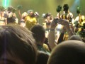 Duck mascot crowdsurfing during Oregon pep rally 1-09-2011