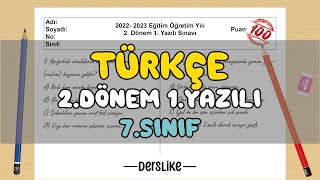 7. Sınıf Türkçe 2.Dönem 1.Yazılı Soruları #2023