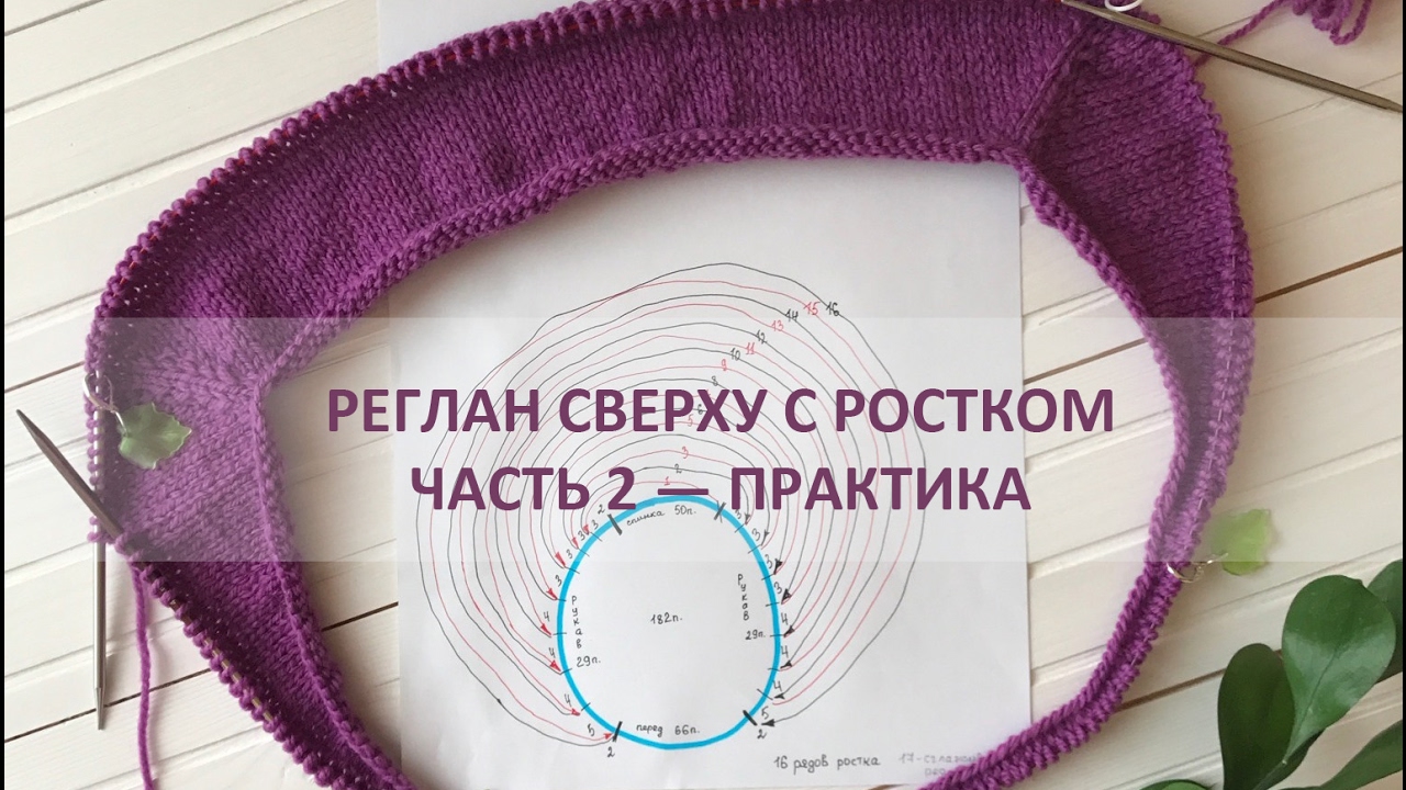 Вязание реглана сверху спицами с ростком мк 44