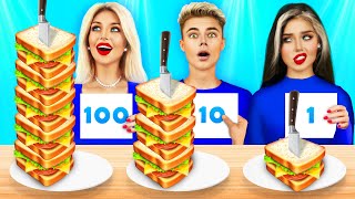100 Katman Yiyecek Meydan Okuması Ratata Powerdan 1 Vs 100 Katman Çikolata Yiyecek Yeme