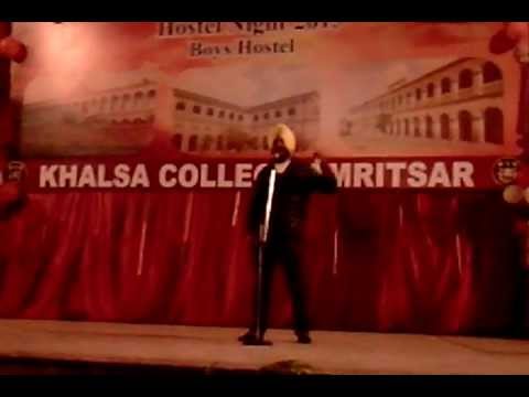 sheran de dereyan te by harman chahal at khalsa collage amritsar...