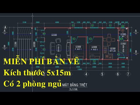 Bản vẽ nhà cấp 4 có 2 phòng ngủ 5x15m | miễn phí bản vẽ | hoaixd
