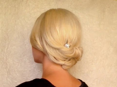Updo hairstyle for medium short hair Rolled hair tutorial for prom wedding work office job interview