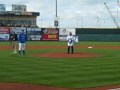 Shawn Johnson first pitch at Iowa Cubs game
