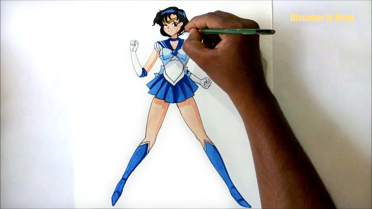 how to draw sailor mercury from sailor moon crystal - YouTube