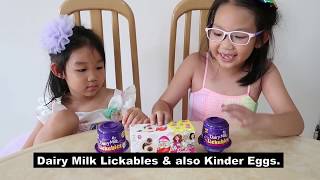 Frozen Princess Sisters Episode 1: Dairy Milk Lickables & Kinder Joy Eggs.