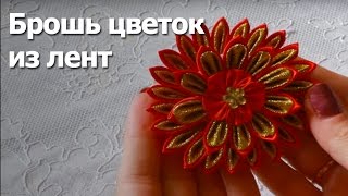 Брошь цветы из лент Брошь цветы из лент